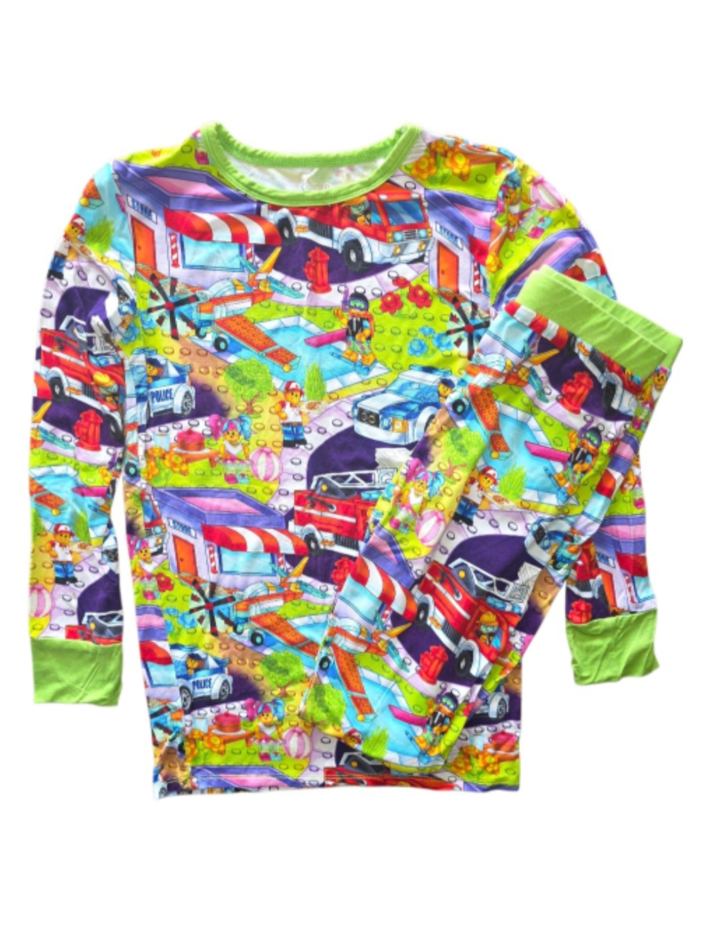 Sugar Swan Lego City Bamboo PJs Long Sleeves & Pants Set Boys Size 9/10 NWOT